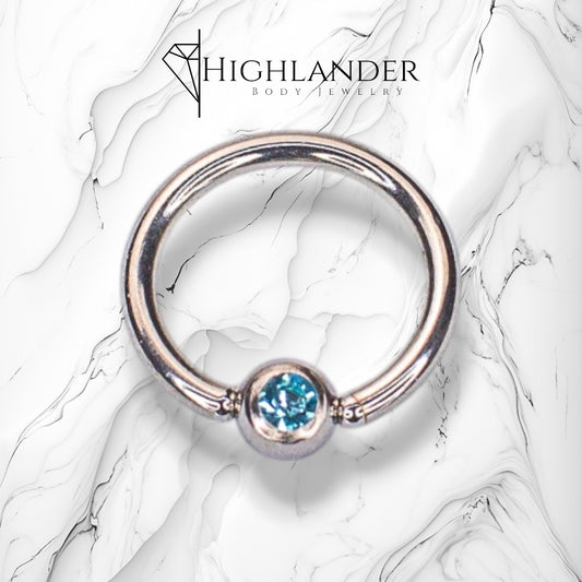 Aqua CZ Captive Bead Septum Ring