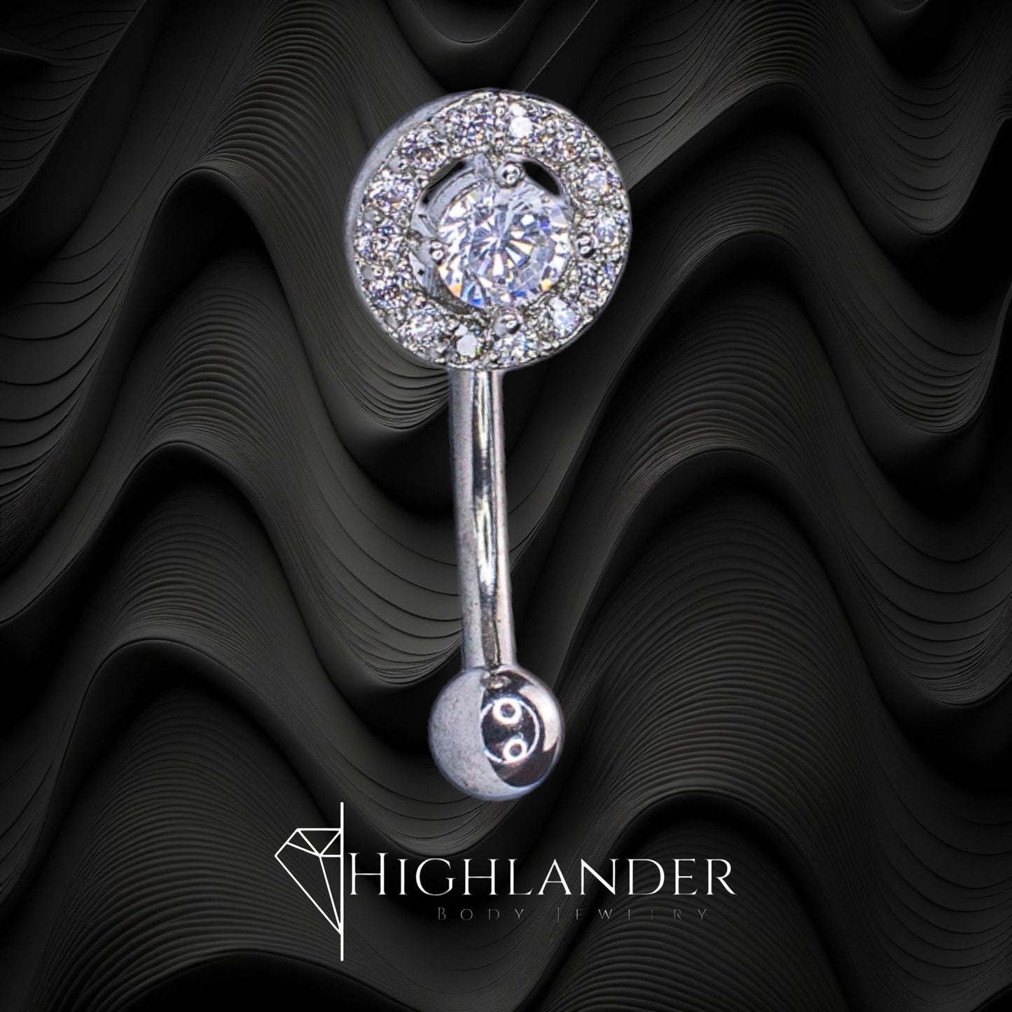 Clear CZ with Clear CZ Halo Eyebrow Curved Barbell