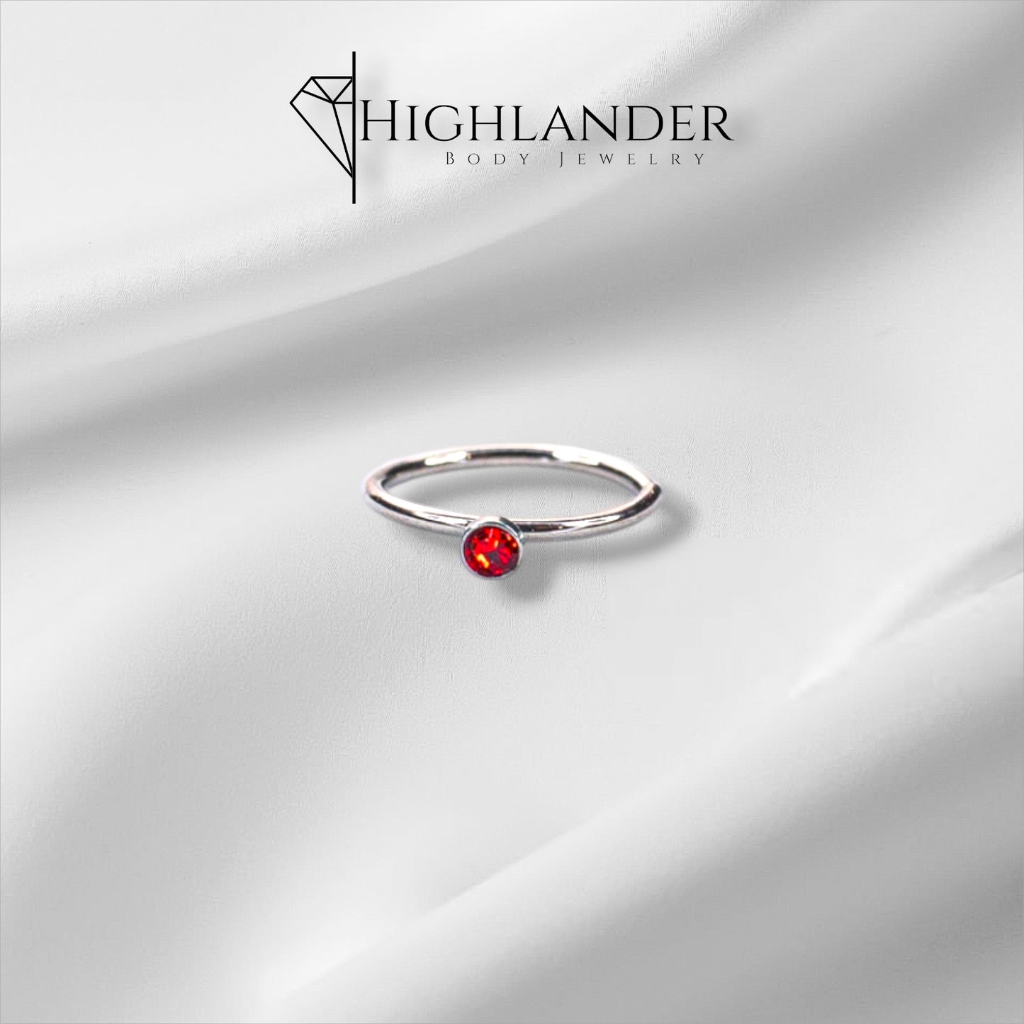 Mini Red CZ Nose Hoop