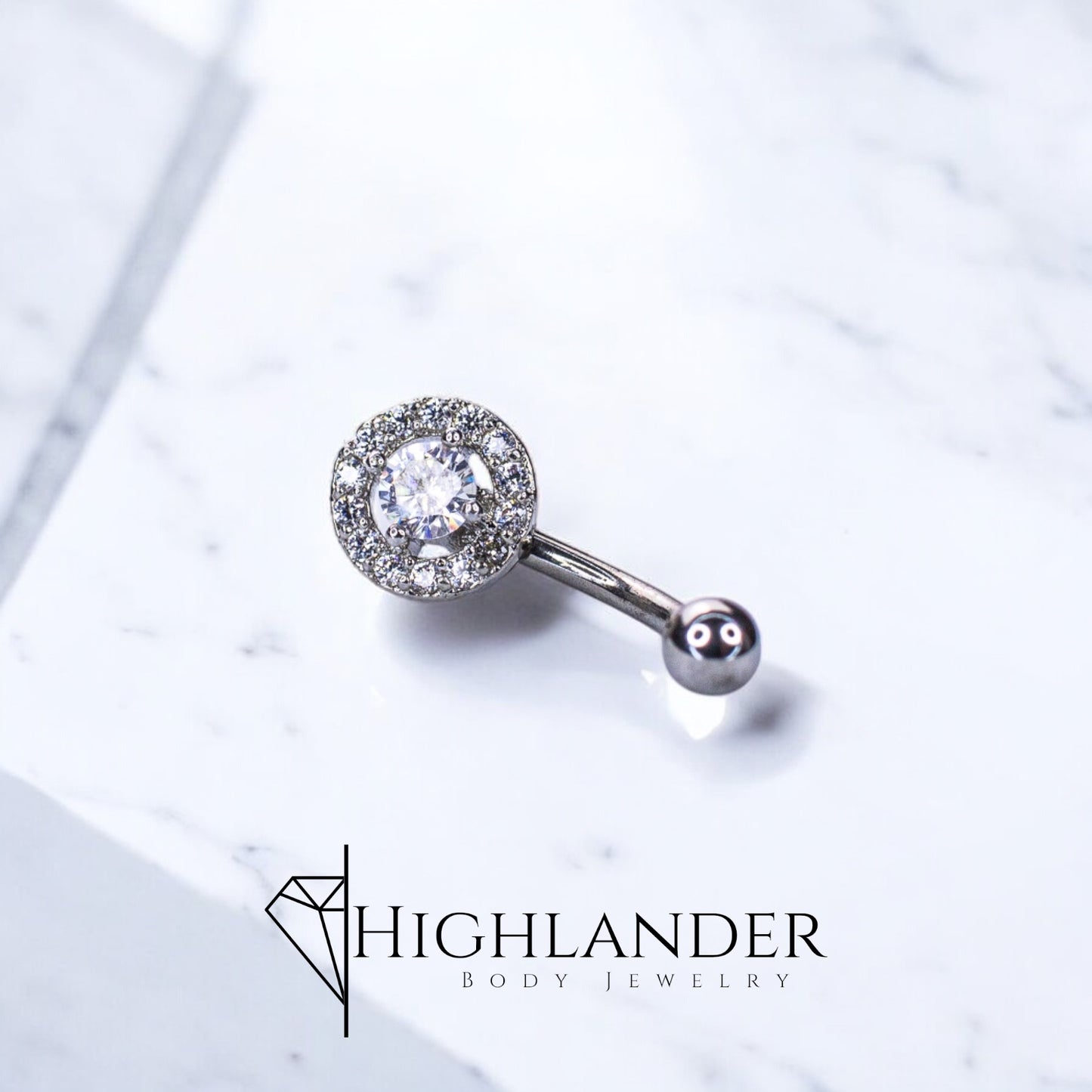 Clear CZ with Clear CZ Halo Eyebrow Curved Barbell