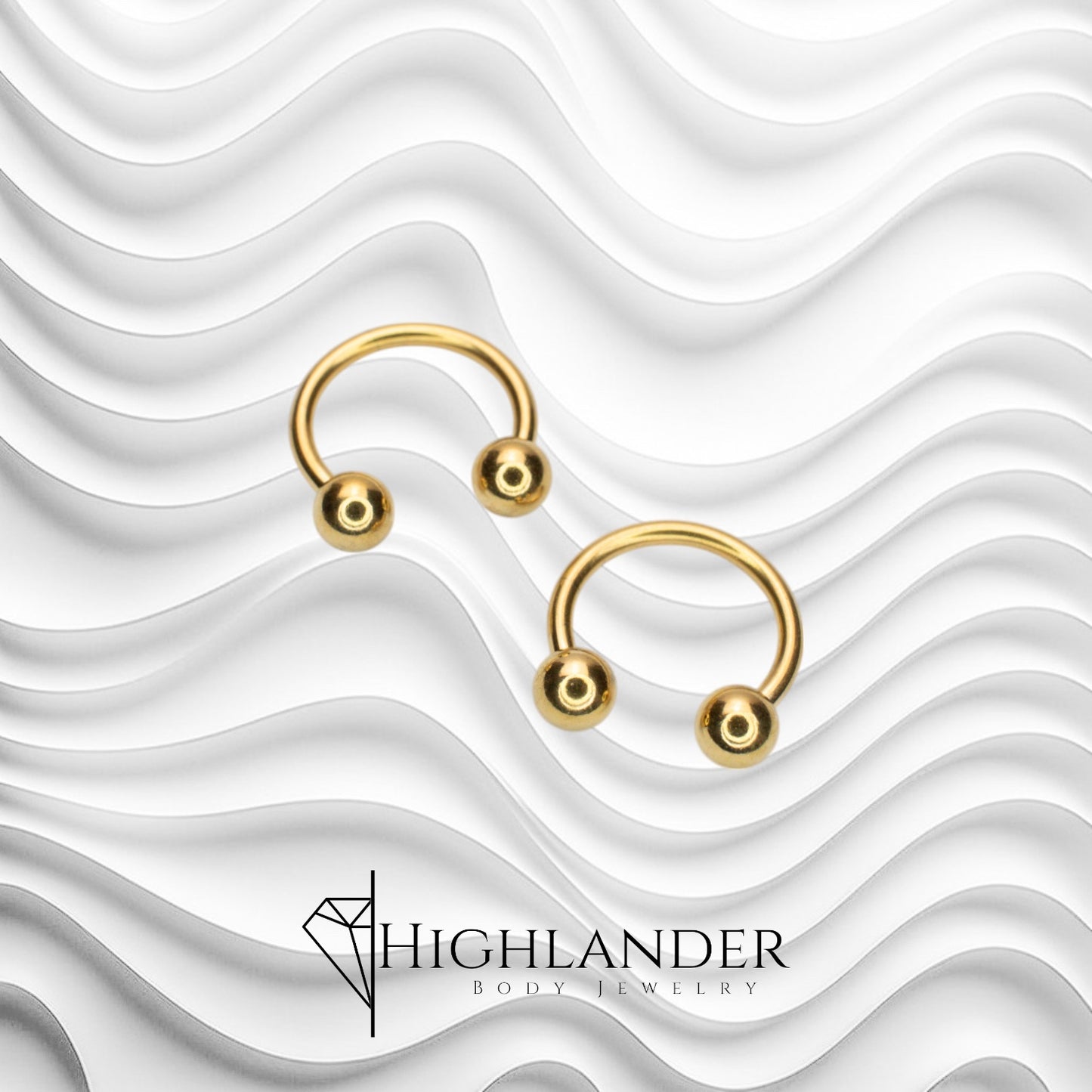 Gold IP over Titanium Horseshoe with Ball Ends Nipple Rings