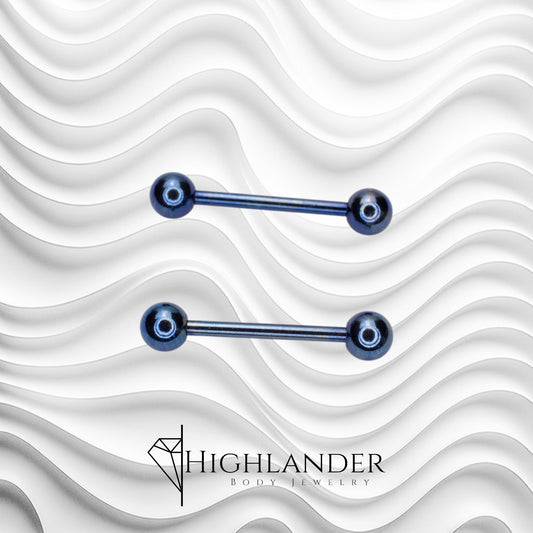 Titanium IP Dark Blue Ball Nipple Barbells