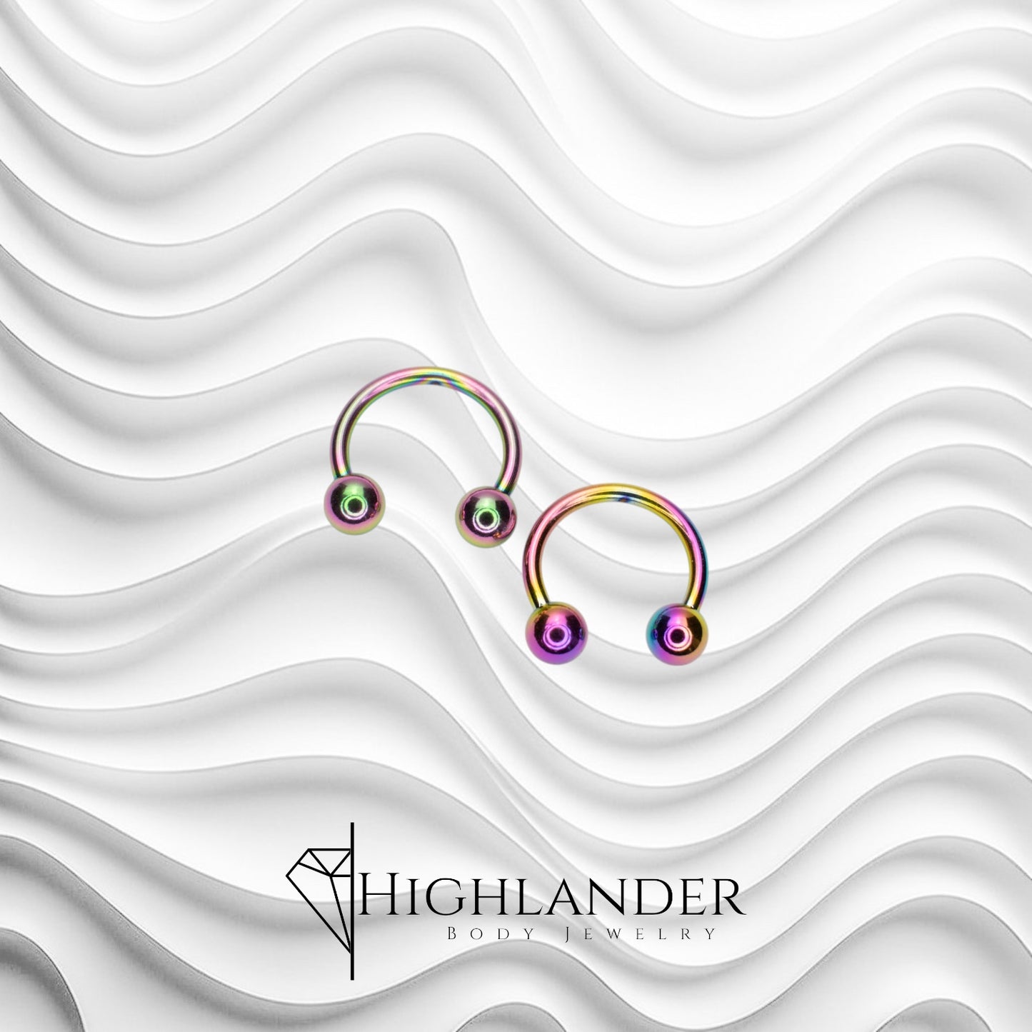 Titanium Rainbow IP Horseshoe with Balls