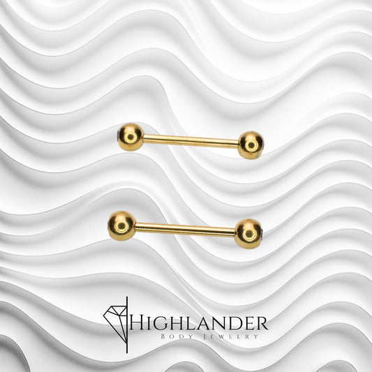 Gold IP over Titanium Side Facing Clear CZ Nipple Barbells