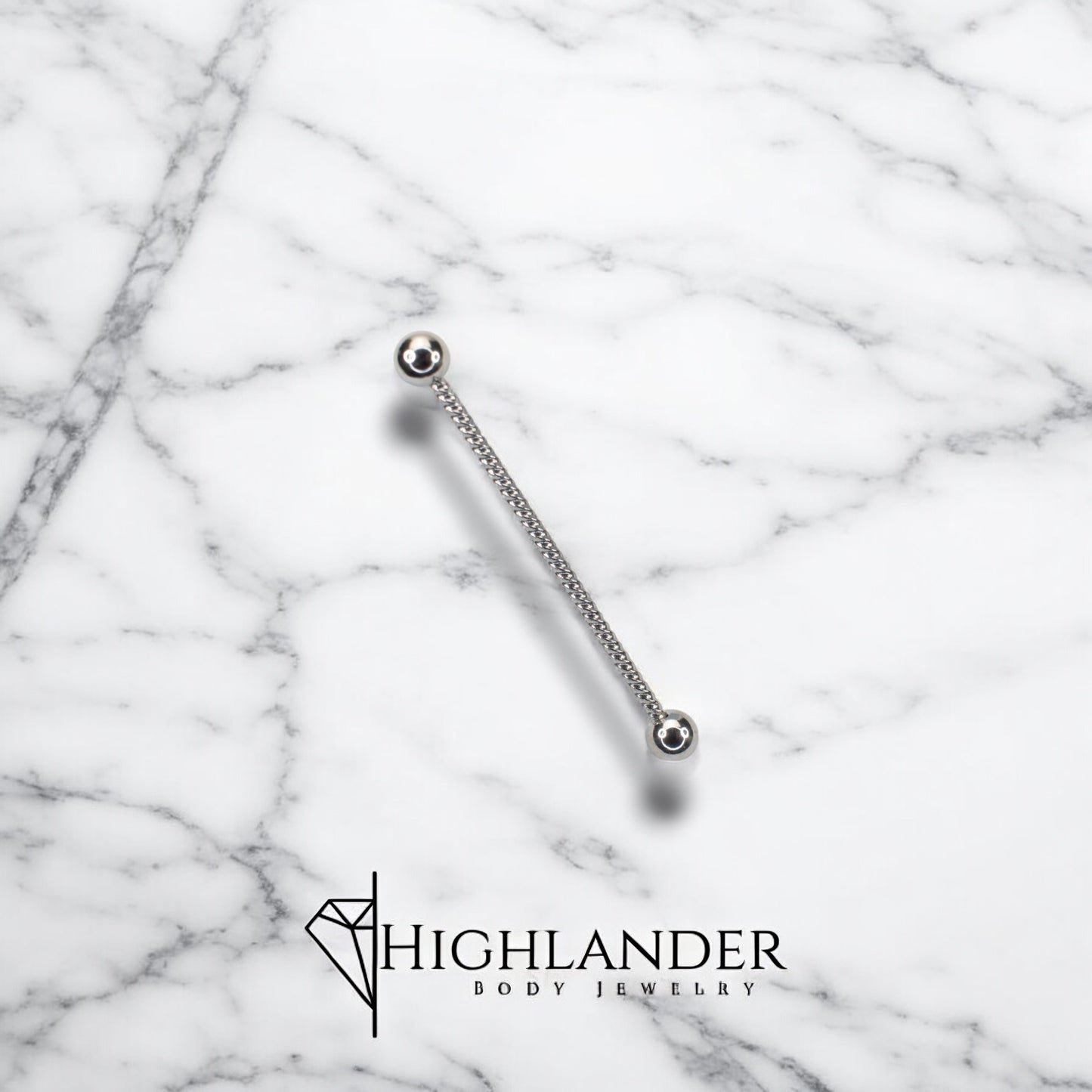 Silver Twisted Industrial Barbell