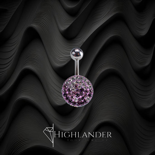 Purple CZ Ombre Disk Navel Piercing - Non Dangle