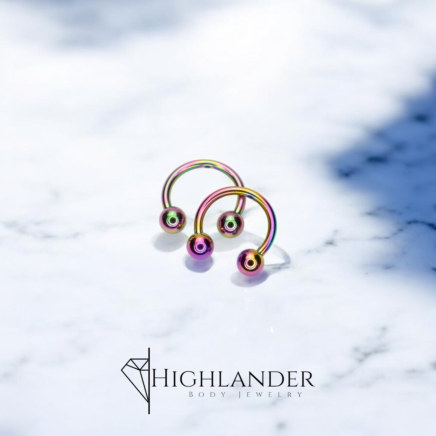 Titanium Rainbow IP Horseshoe with Balls