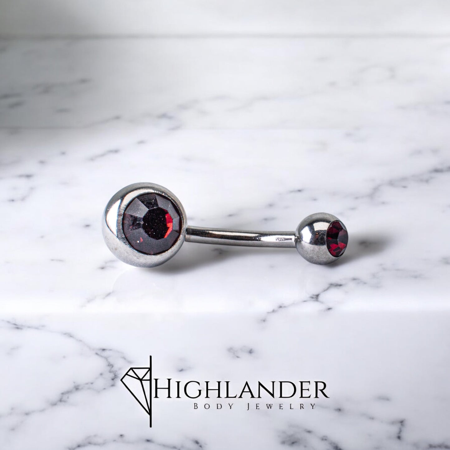 Dark Purple CZ Double Ball Navel Piercing - Non Dangle