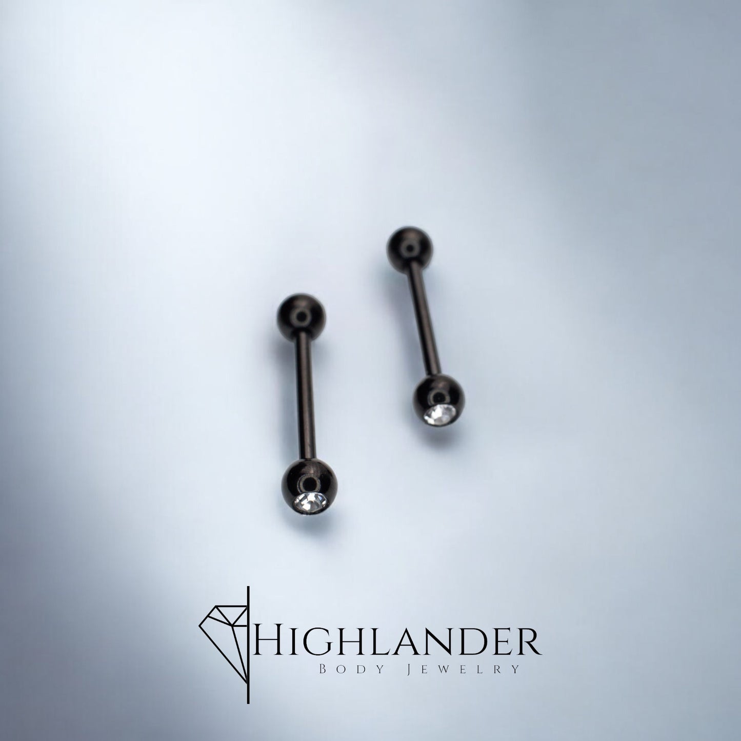 Titanium IP Black Ball with Clear CZ Nipple Barbells