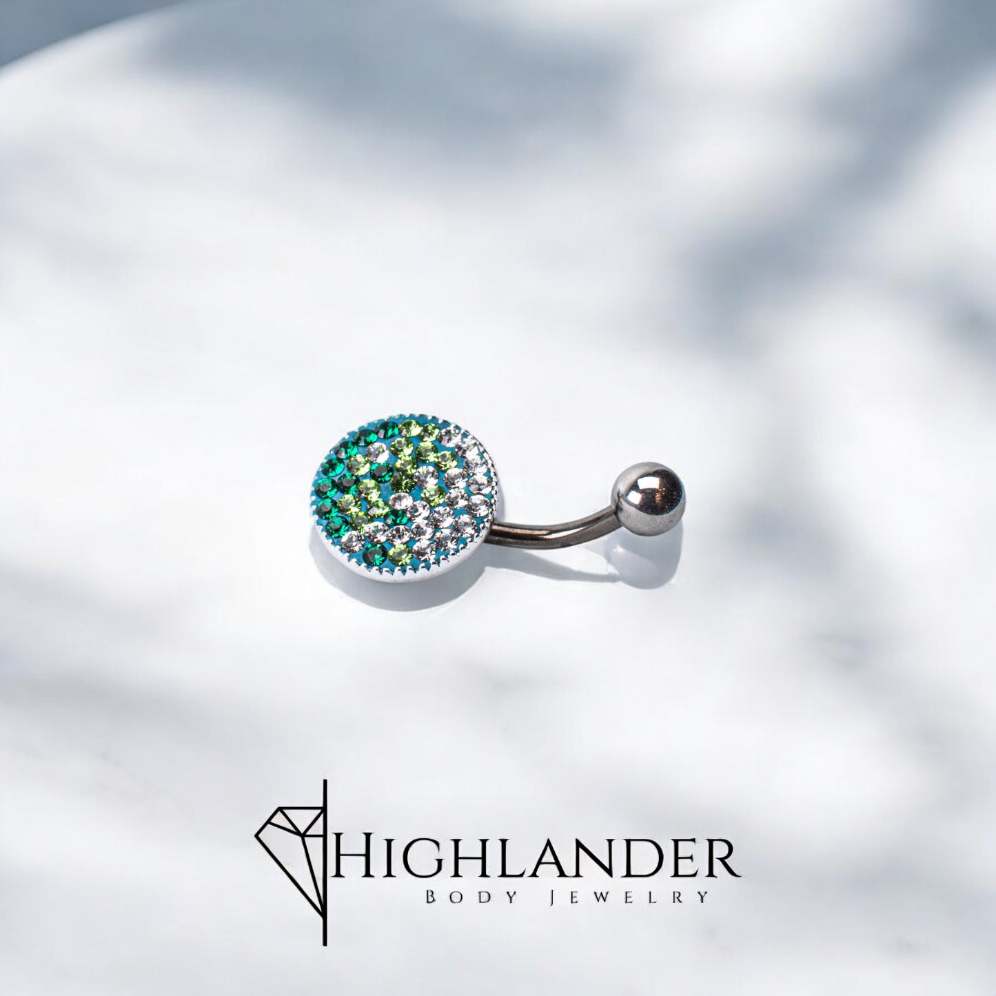 Ombre Green CZ Disc Navel Piercing - Non Dangle